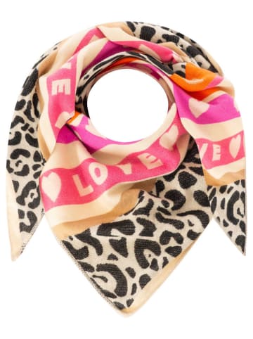 Zwillingsherz Driehoekige sjaal "Love Leo" beige/meerkleurig - (L)190 x (B)90 cm