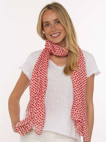 Zwillingsherz Sjaal "Herzchen Allover" rood/wit - (L)180 x (B)95 cm