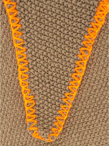 Zwillingsherz Driehoekige sjaal "Uni Fringe" taupe - (L)180 x (B)66 cm