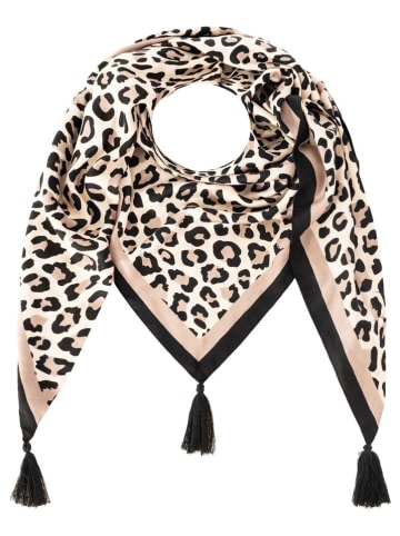 Zwillingsherz Driehoekige sjaal "Forever Leo" beige/lichtbruin/zwart - (L)200 x (B)90 cm
