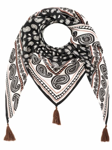 Zwillingsherz Driehoekige sjaal "Geometric Paisley" zwart/bruin/wit - (L)200 x (B)90 cm