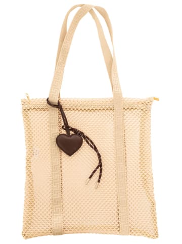 Zwillingsherz Schultertasche "Netz mit Anhänger" in Beige - (B)32 x (H)34 cm