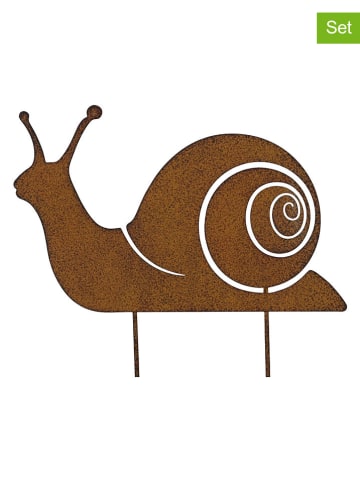 POSIWIO 2-delige set: tuinstekers ''Schnecke'' roestrood - (L)12,5 x (B)19,5 cm