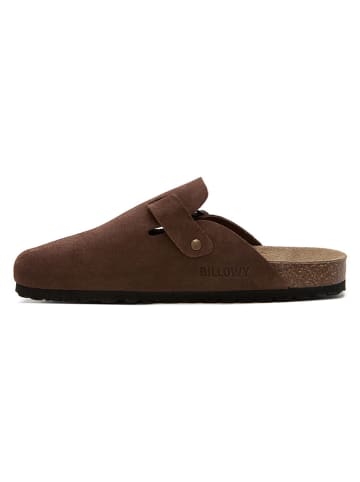 billowy Leren clogs bruin