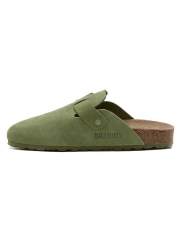billowy Leder-Clogs in Grün