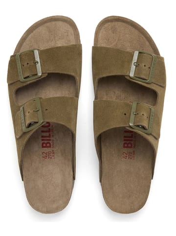 billowy Leren slippers kaki