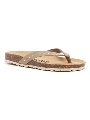 billowy Leder-Zehentrenner in Beige