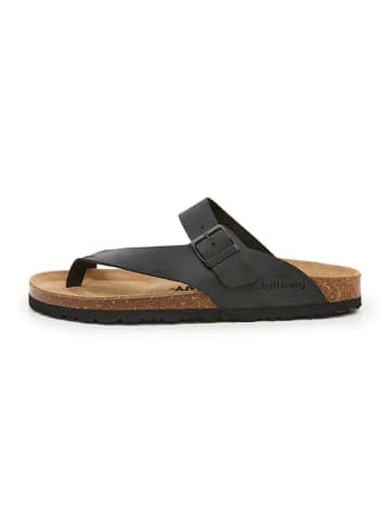 billowy Leder-Zehentrenner in Schwarz