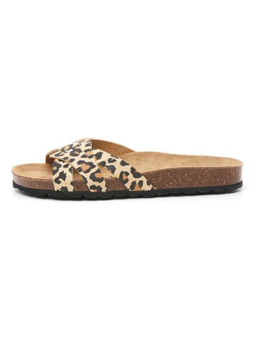 billowy Pantoletten in Braun/ Beige