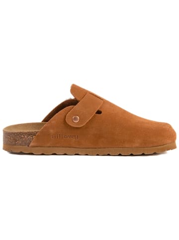 billowy Leder-Clogs in Hellbraun