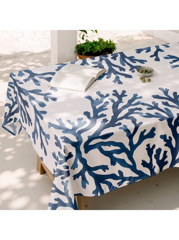 mint Deco Tischdecke "Summer Azure" in Creme/ Dunkelblau