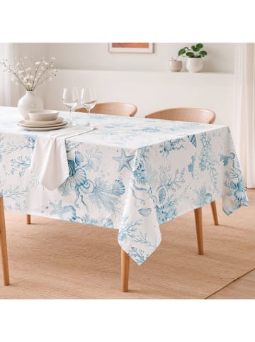 mint Deco Tischdecke "Summer Julieta" in Weiß/ Blau