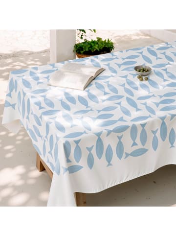 mint Deco Tischdecke "Summer Nerina" in Weiß/ Hellblau