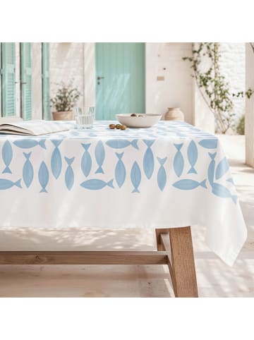 mint Deco Tischdecke "Summer Nerina" in Weiß/ Hellblau