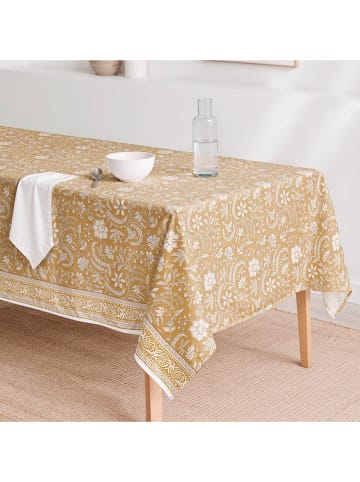 mint Deco Tischdecke "Floral Galia" in Senf/ Weiß