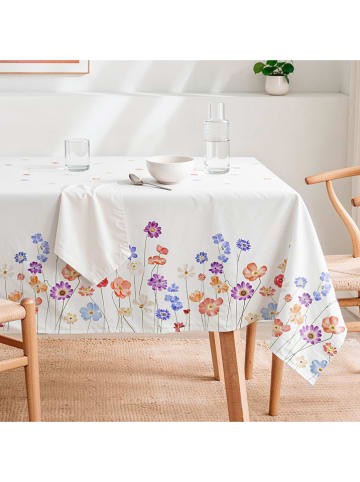 mint Deco Tischdecke "Floral Balia" in Weiß/ Blau/ Lila