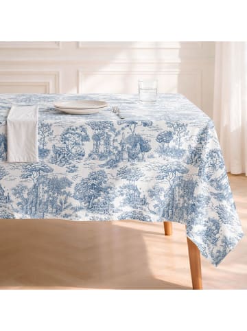 mint Deco Tischdecke "Floral Porto" in Weiß/ Blau