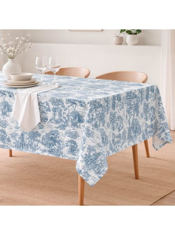 mint Deco Tischdecke "Floral Porto" in Weiß/ Blau