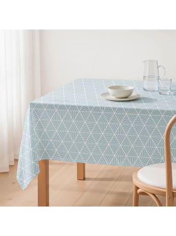 mint Deco Tafellaken "Ciel" turquoise/wit