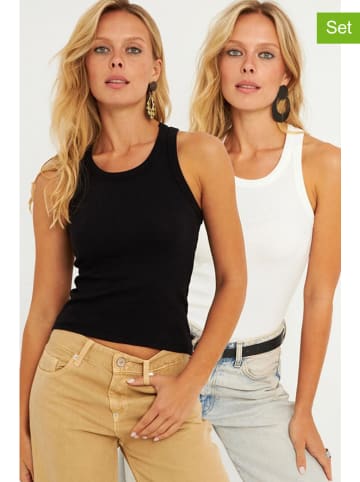 Cool & Sexy 2er-Set: Tops in Schwarz/ Weiß
