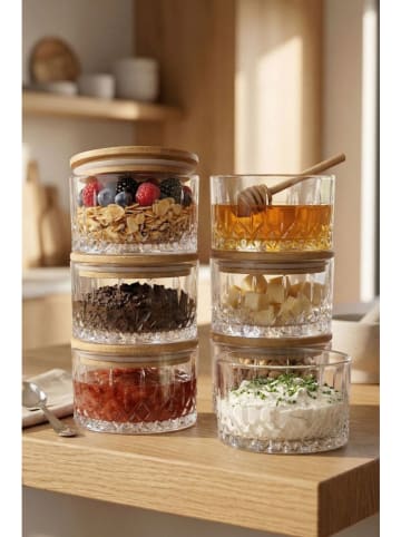 Hermia 6er-Set: Vorratsgläser in Transparent/ Beige - 260 ml