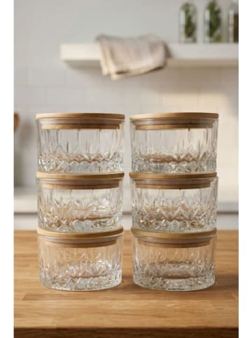 Hermia 6-delige set: voorraadglazen transparant/beige - 260 ml