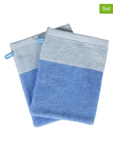 Salt and Pepper 2er-Set: Waschhandschuhe "Pixie" in Blau/ Hellblau - (L)21 x (B)15 cm