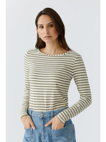 Oui Longsleeve in Weiß/ Khaki