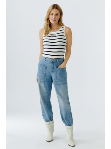 Oui Top crème/donkerblauw