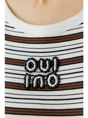 Oui Top in Braun/ Weiß/ Schwarz