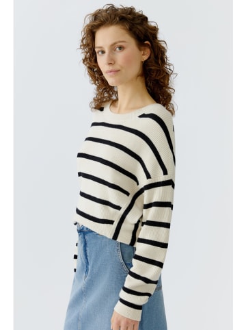 Oui Pullover in Weiß/ Schwarz