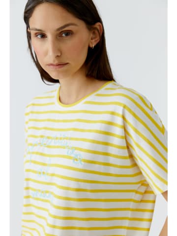 Oui Shirt in Gelb/ Weiß