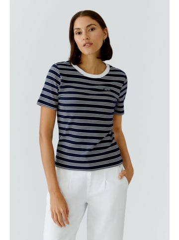 Oui Shirt in Dunkelblau/ Weiß