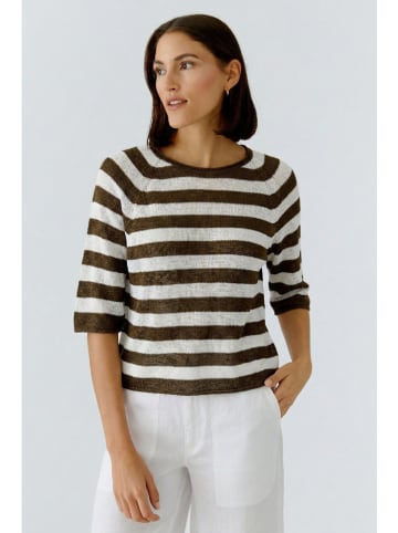 Oui Pullover in Braun/ Creme