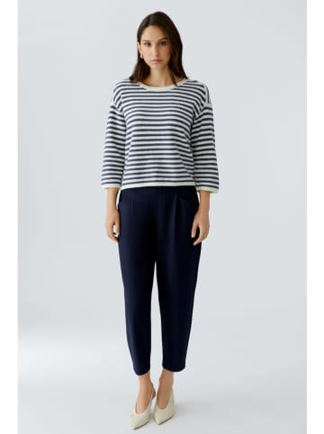 Oui Pullover in Dunkelblau/ Weiß