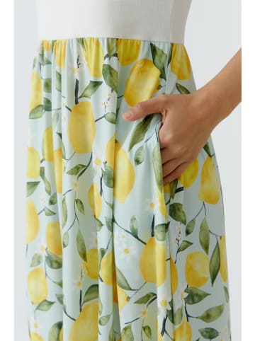 Oui Kleid in Weiß/ Grün/ Gelb
