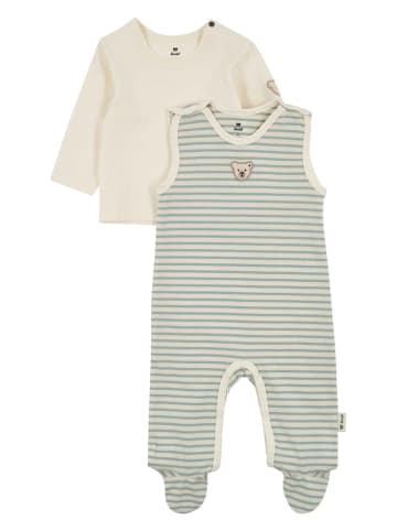 Steiff 2tlg. Strampler-Set in Beige/ Hellblau