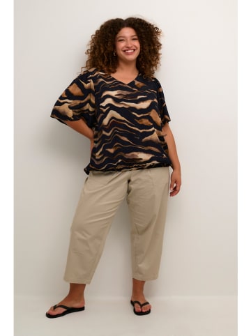 KAFFE curve Bluse in Schwarz/ Hellbraun