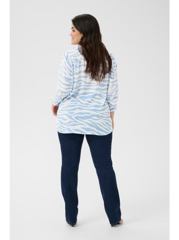 KAFFE curve Bluse in Weiß/ Hellblau