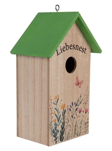 Clayre & Eef Domek w kolorze jasnobrązowo-zielonym dla ptaków - 14 x 23 x 10 cm
