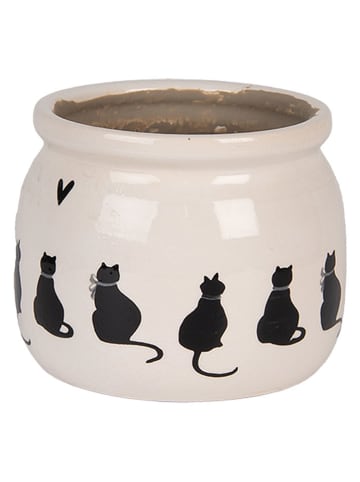 Clayre & Eef Bloempot beige/zwart - (H)15 x Ø 20 cm