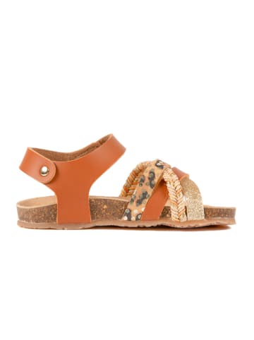 billowy Sandalen in Gold/ Braun