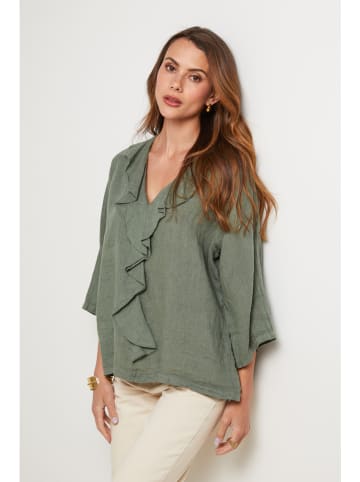 Lin Passion Leinen-Bluse in Khaki