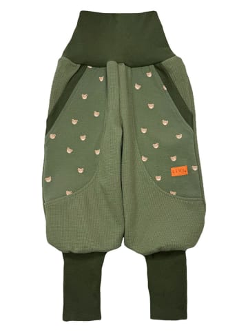 LiVi Spodnie "Waffeljersey Khaki Bear" w kolorze khaki