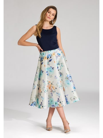 SWING Jurk donkerblauw/crème/meerkleurig