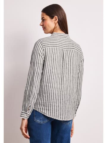 Street One Linnen blouse donkerbruin/wit