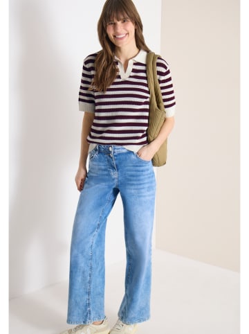 Cecil Poloshirt wit/auberginekleurig