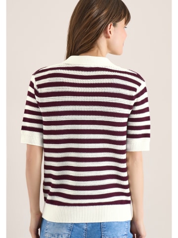 Cecil Koszulka polo w kolorze biało-ciemnofioletowym