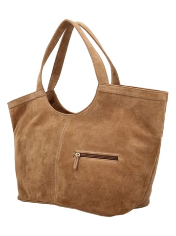 Charm Skórzany shopper bag "Sevilla" w kolorze jasnobrązowym - 55 x 32,5 x 18 cm