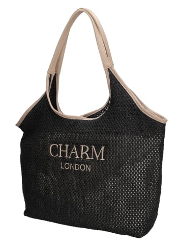 Charm Shopper bag "Shoreditch" w kolorze beżowo-czarnym - 52 x 46 x 15 cm